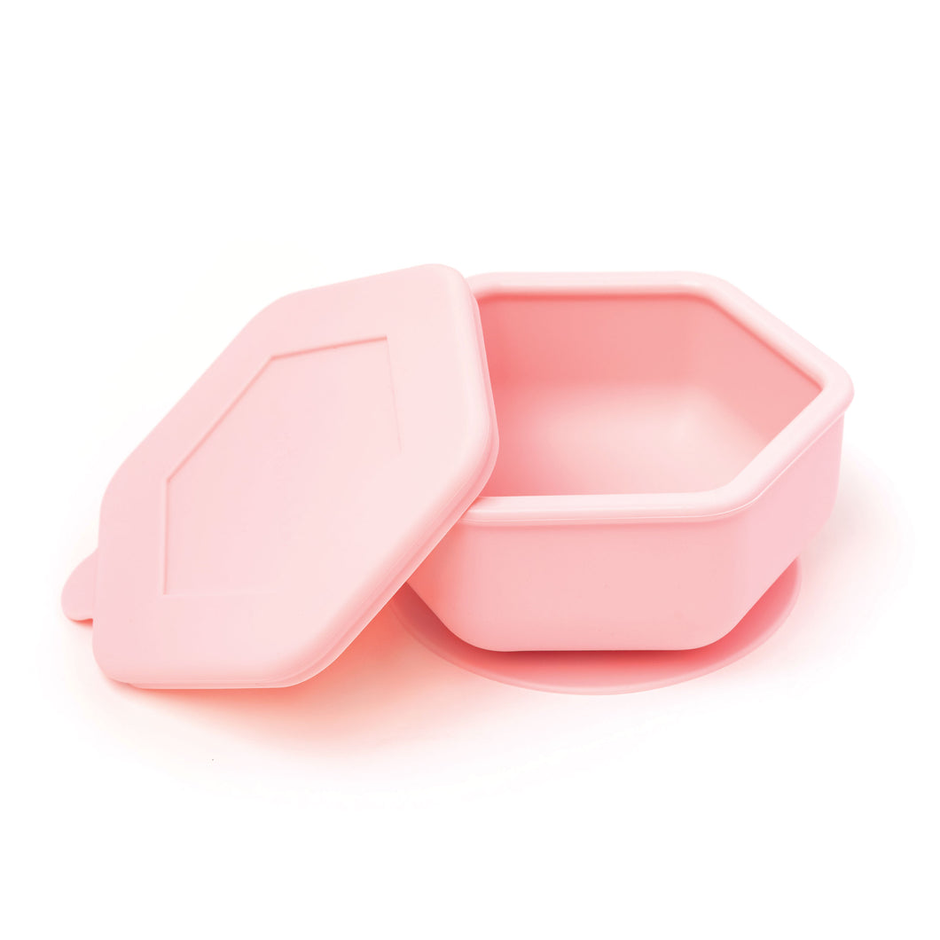 Bowl con tapa y succión-rosa