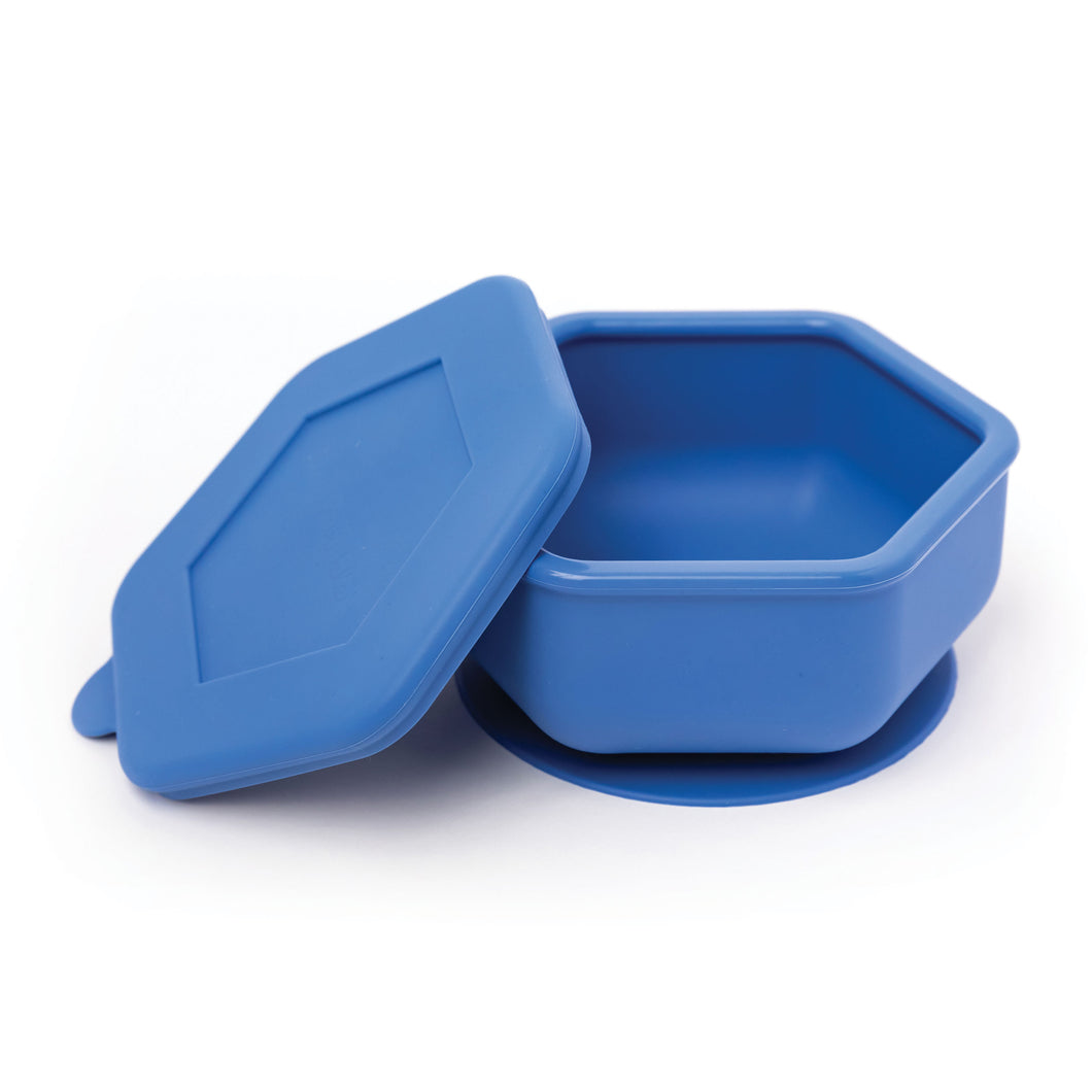 Bowl con tapa y succión-azul